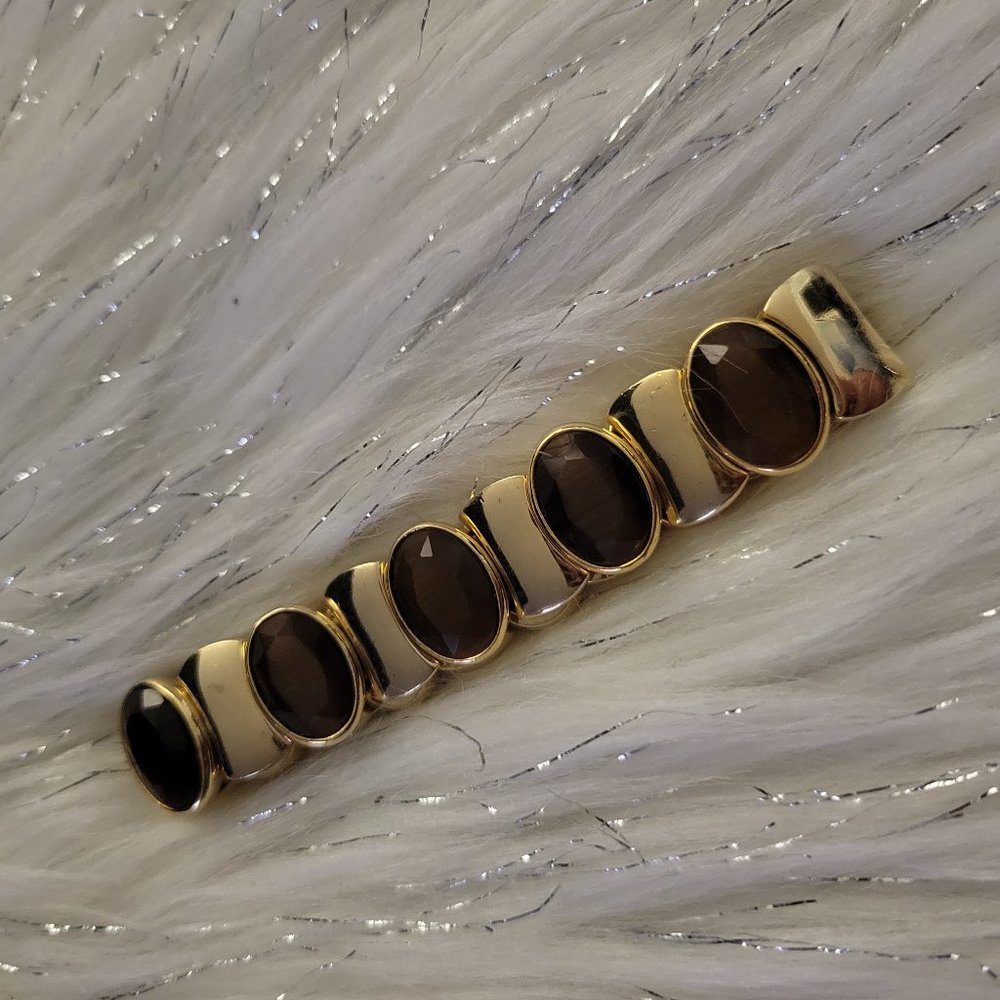 Gold/Brown Beaded Stretch Bracelet